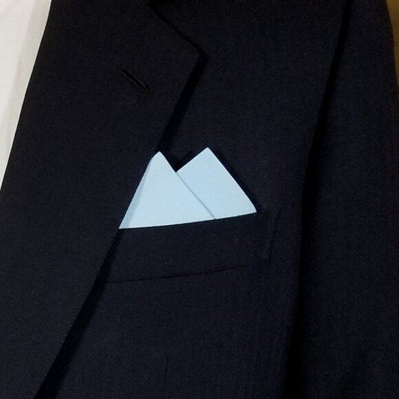 New - Light Blue Cotton Pre-Folded Pocket Square Handkerchief Insert - Picture 2 of 6